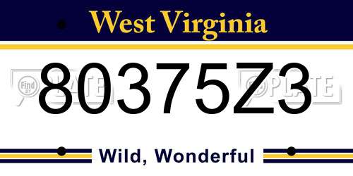 80375Z3 West Virginia License Plate