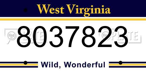 8037823 West Virginia License Plate