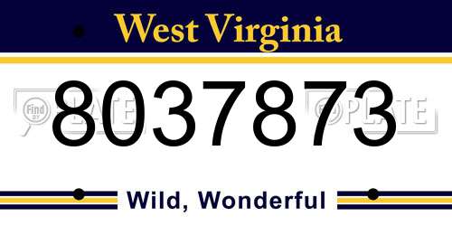 8037873 West Virginia License Plate