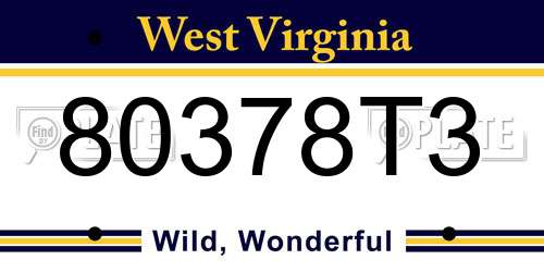 80378T3 West Virginia License Plate