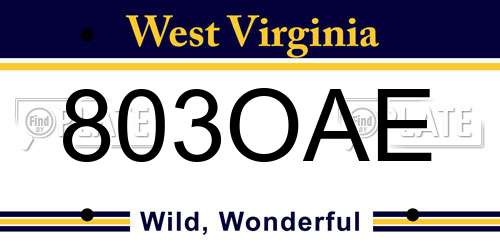 803OAE West Virginia License Plate