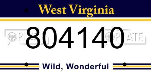 804140 West Virginia License Plate