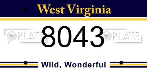 8043 West Virginia License Plate