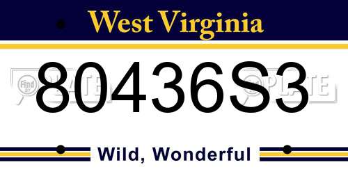 80436S3 West Virginia License Plate