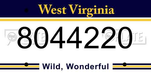 8044220 West Virginia License Plate