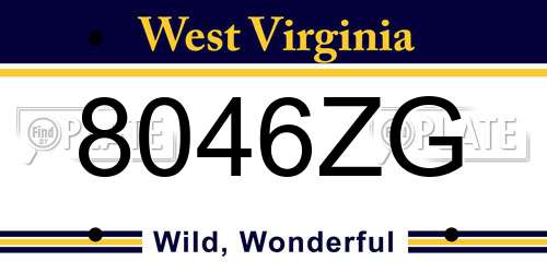 8046ZG West Virginia License Plate