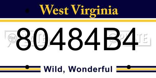 80484B4 West Virginia License Plate