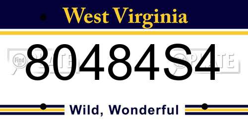 80484S4 West Virginia License Plate