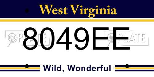 8049EE West Virginia License Plate