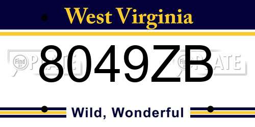 8049ZB West Virginia License Plate