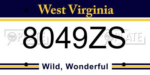 8049ZS West Virginia License Plate