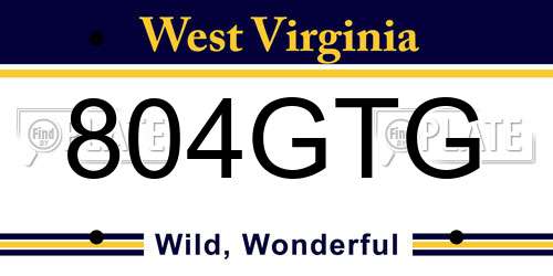 804GTG West Virginia License Plate