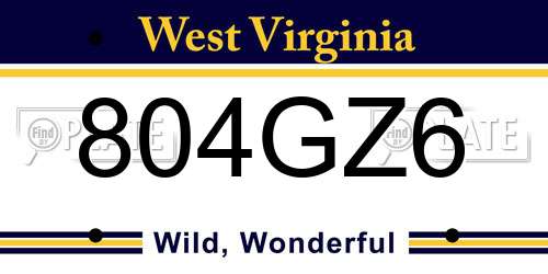 804GZ6 West Virginia License Plate