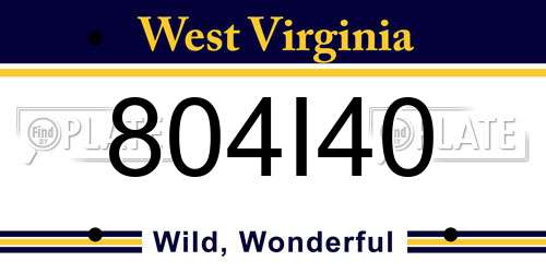 804I40 West Virginia License Plate