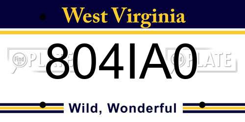804IA0 West Virginia License Plate