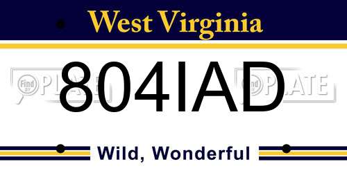804IAD West Virginia License Plate