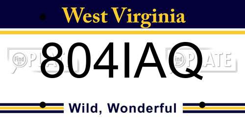 804IAQ West Virginia License Plate