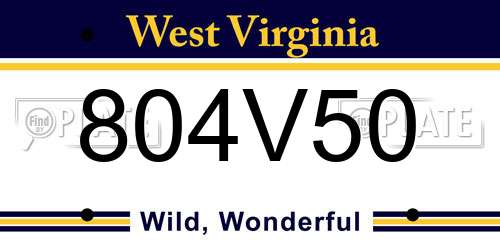 804V50 West Virginia License Plate