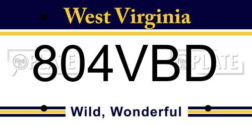 804VBD West Virginia License Plate