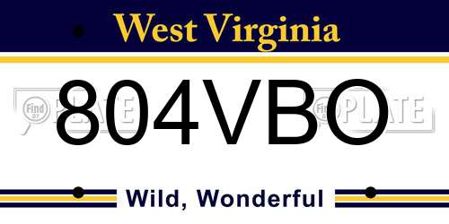 804VBO West Virginia License Plate