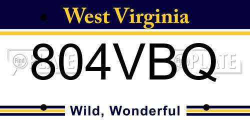 804VBQ West Virginia License Plate