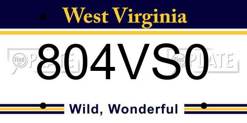 804VS0 West Virginia License Plate