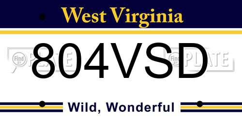 804VSD West Virginia License Plate