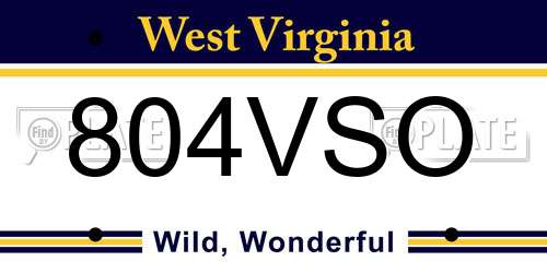804VSO West Virginia License Plate