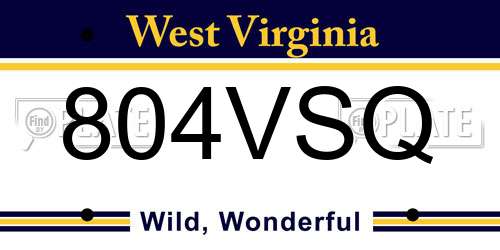 804VSQ West Virginia License Plate