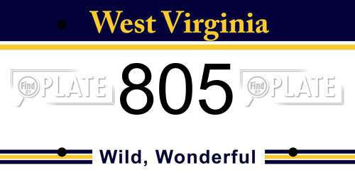 805 West Virginia License Plate