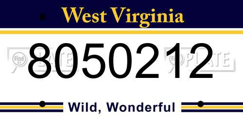 8050212 West Virginia License Plate