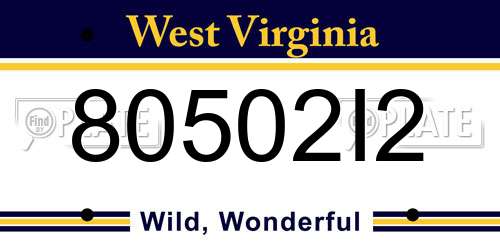 80502I2 West Virginia License Plate