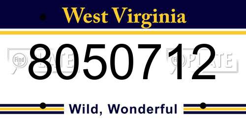 8050712 West Virginia License Plate