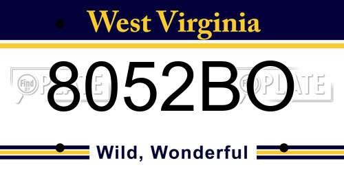 8052BO West Virginia License Plate
