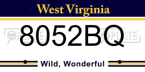 8052BQ West Virginia License Plate