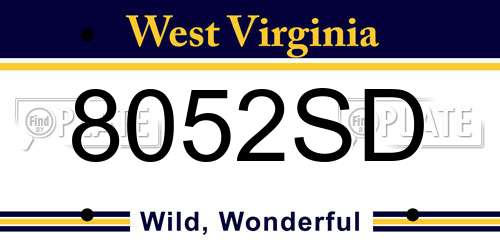 8052SD West Virginia License Plate