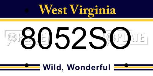 8052SO West Virginia License Plate