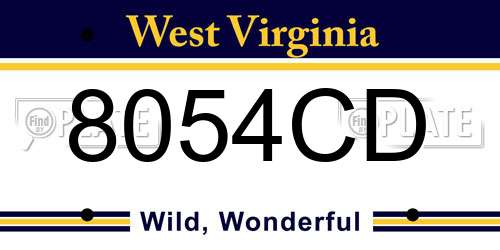 8054CD West Virginia License Plate