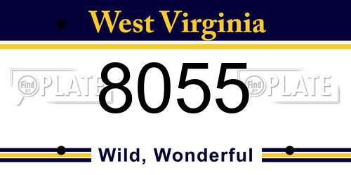 8055 West Virginia License Plate
