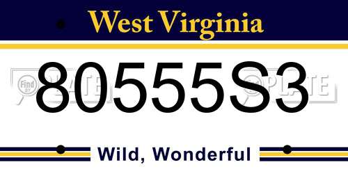 80555S3 West Virginia License Plate