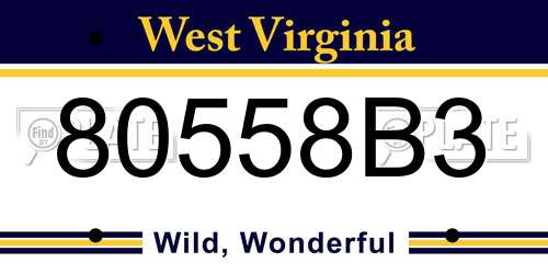 80558B3 West Virginia License Plate