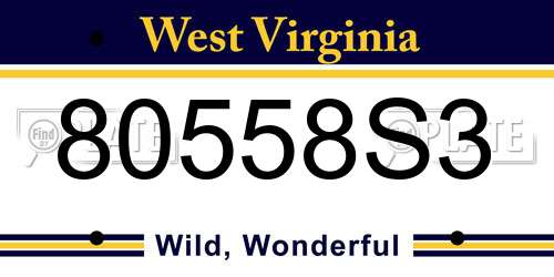 80558S3 West Virginia License Plate