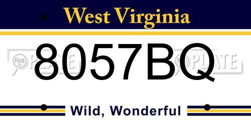 8057BQ West Virginia License Plate