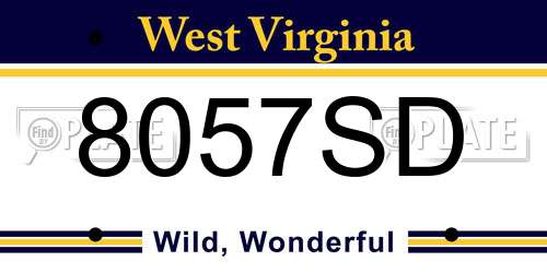 8057SD West Virginia License Plate