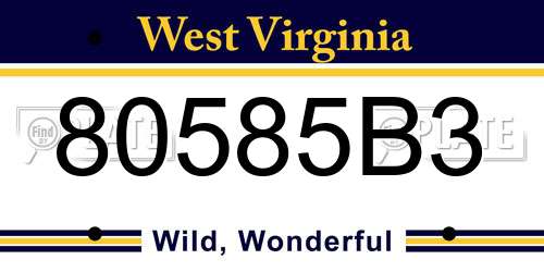 80585B3 West Virginia License Plate