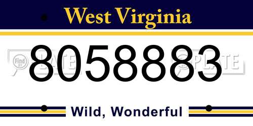 8058883 West Virginia License Plate