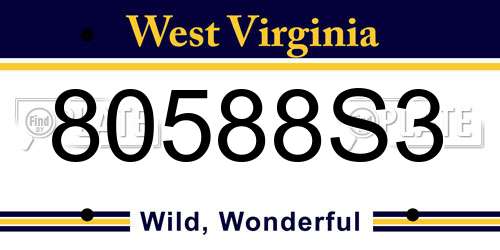 80588S3 West Virginia License Plate