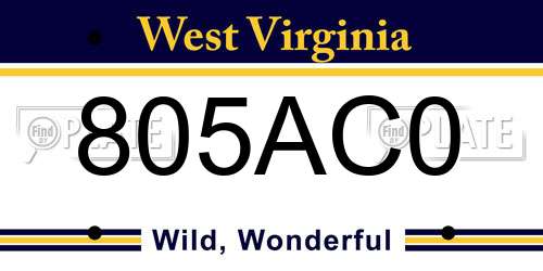805AC0 West Virginia License Plate
