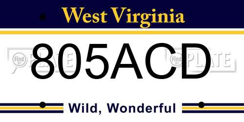 805ACD West Virginia License Plate