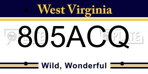 805ACQ West Virginia License Plate